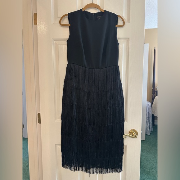 Ann Taylor Sleeveless Fringe Black Cocktail Dress – Midi Length - size 6 Petite - Picture 3 of 6